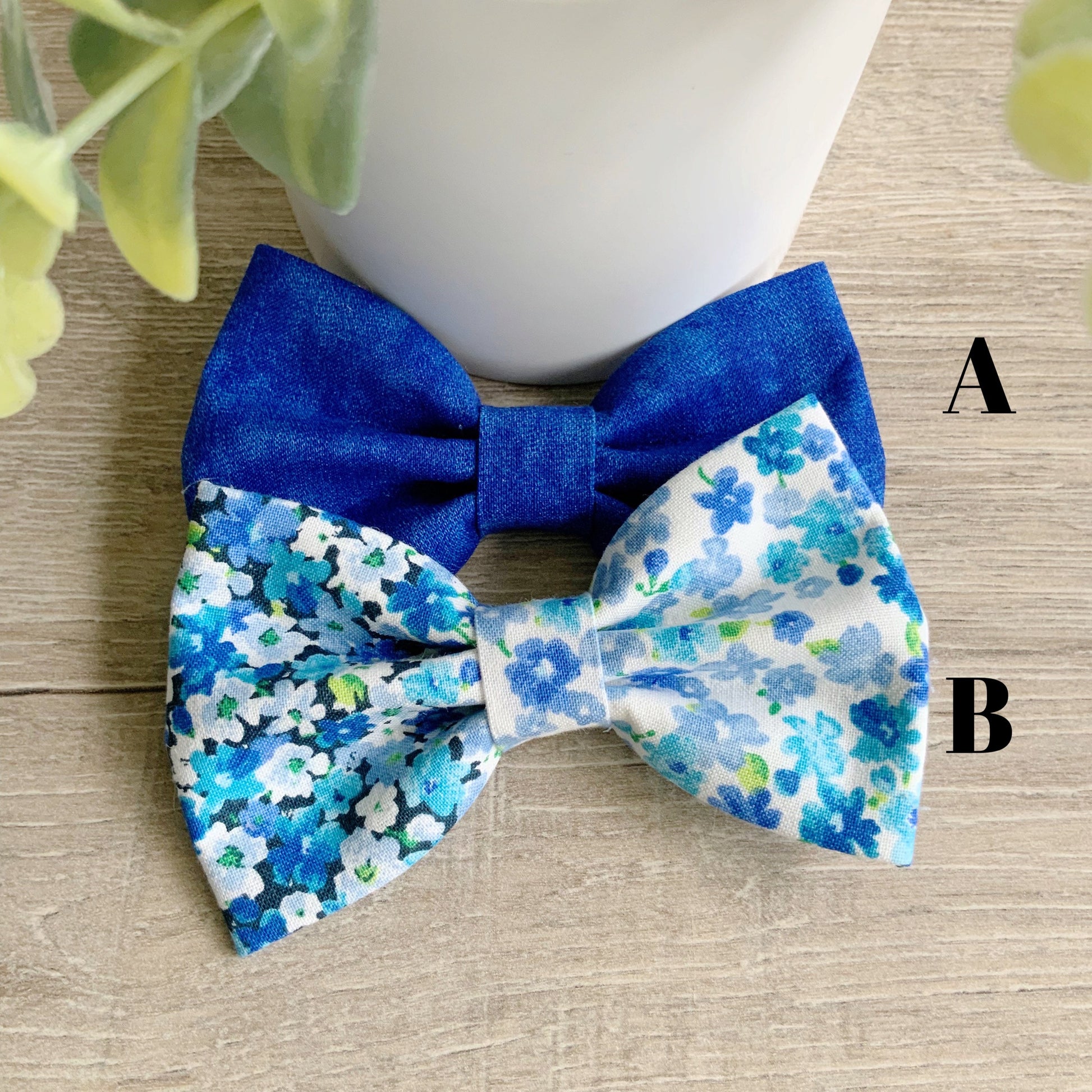 Blue Floral Dog Bowtie