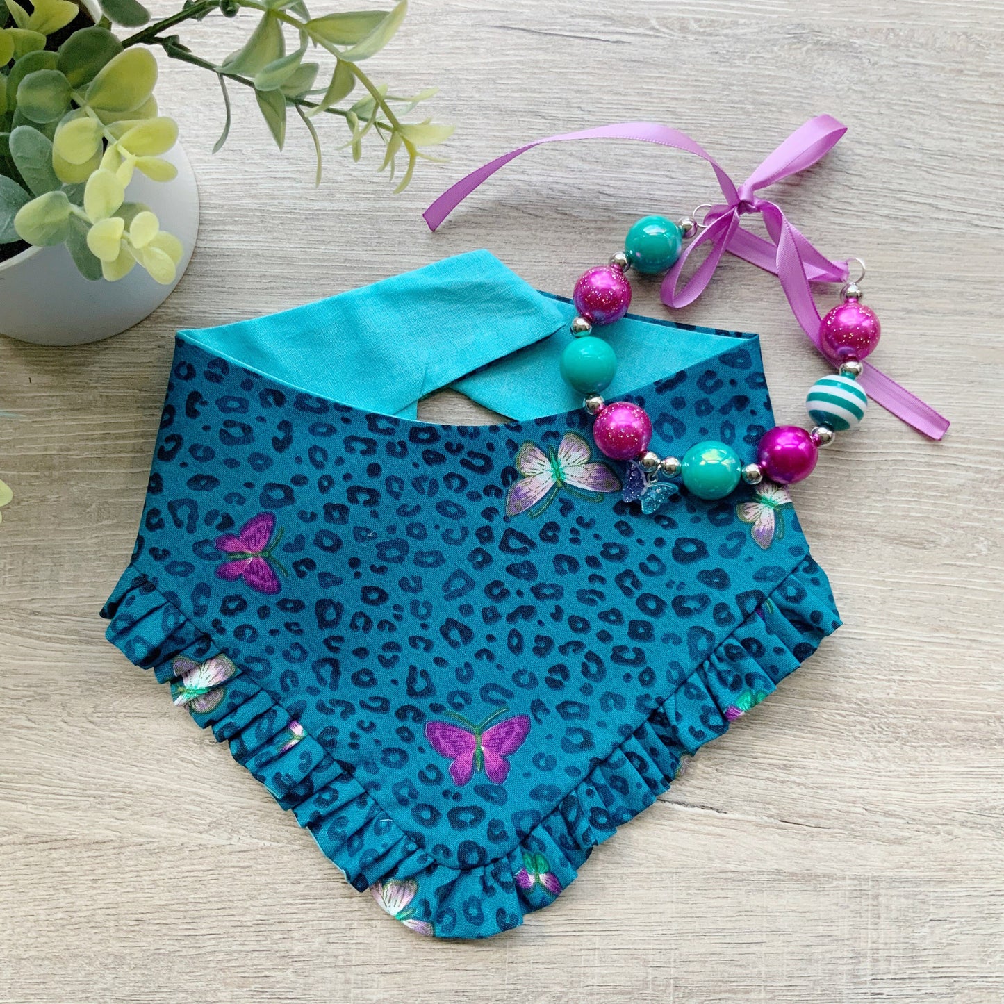 Butterfly Blue Spring Dog bandana with Ruffle