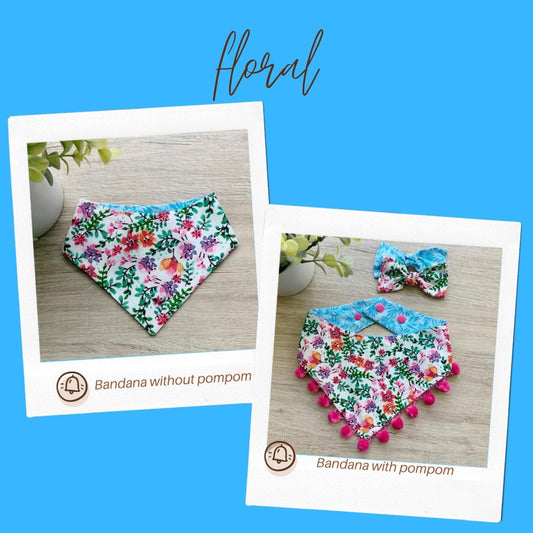 Pink & Blue floral Dog bandana