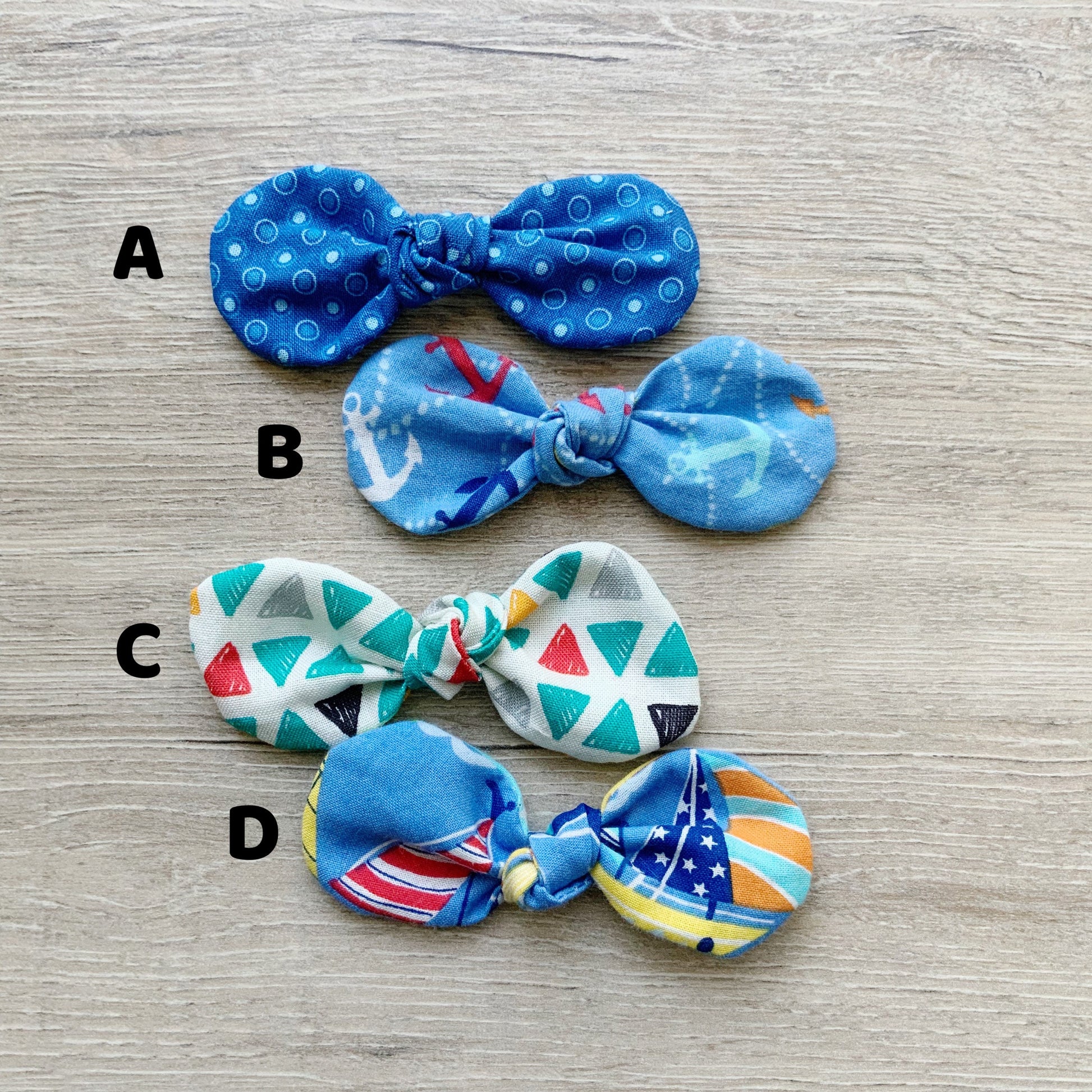 Nautical Dog Hair Bow, Cotton Alligator Clip, Handmade