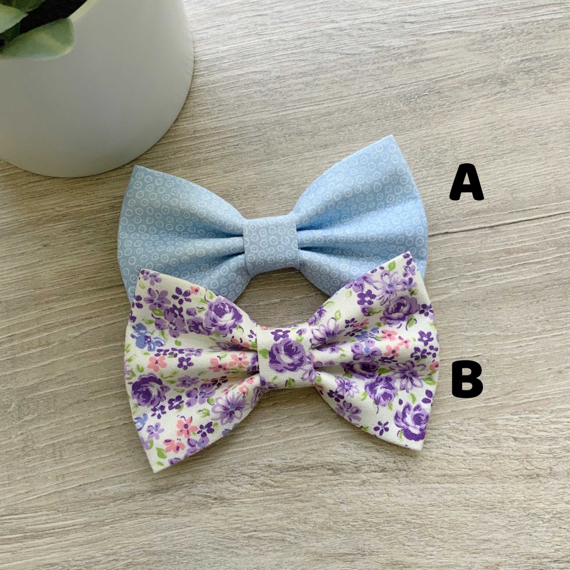 Floral Dog Bow Tie, Purple Spring Pet Collar, Handmade