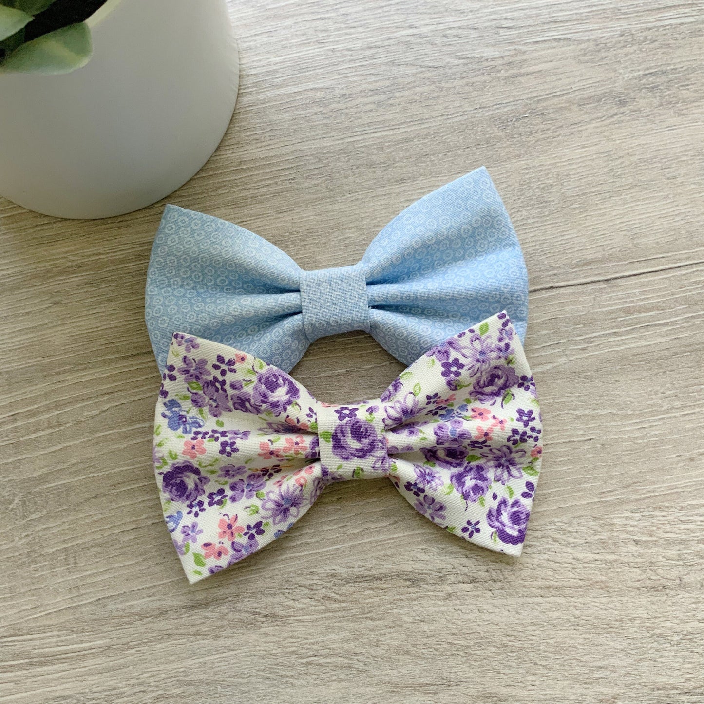 Floral Dog Bow Tie, Purple Spring Pet Collar, Handmade