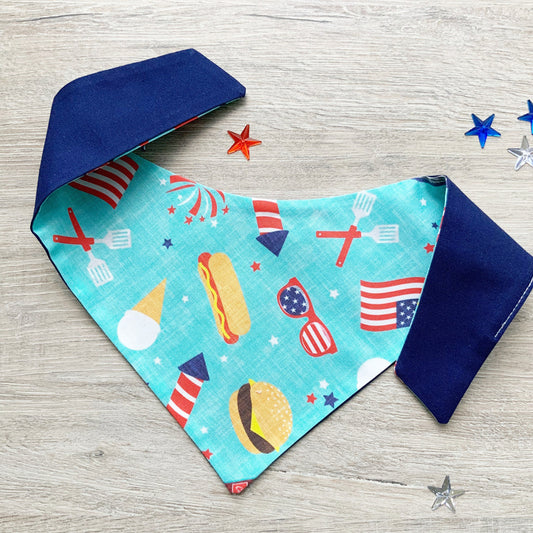Patriotic Dog Bandana, American BBQ Summer Pet Scarf, Snap On