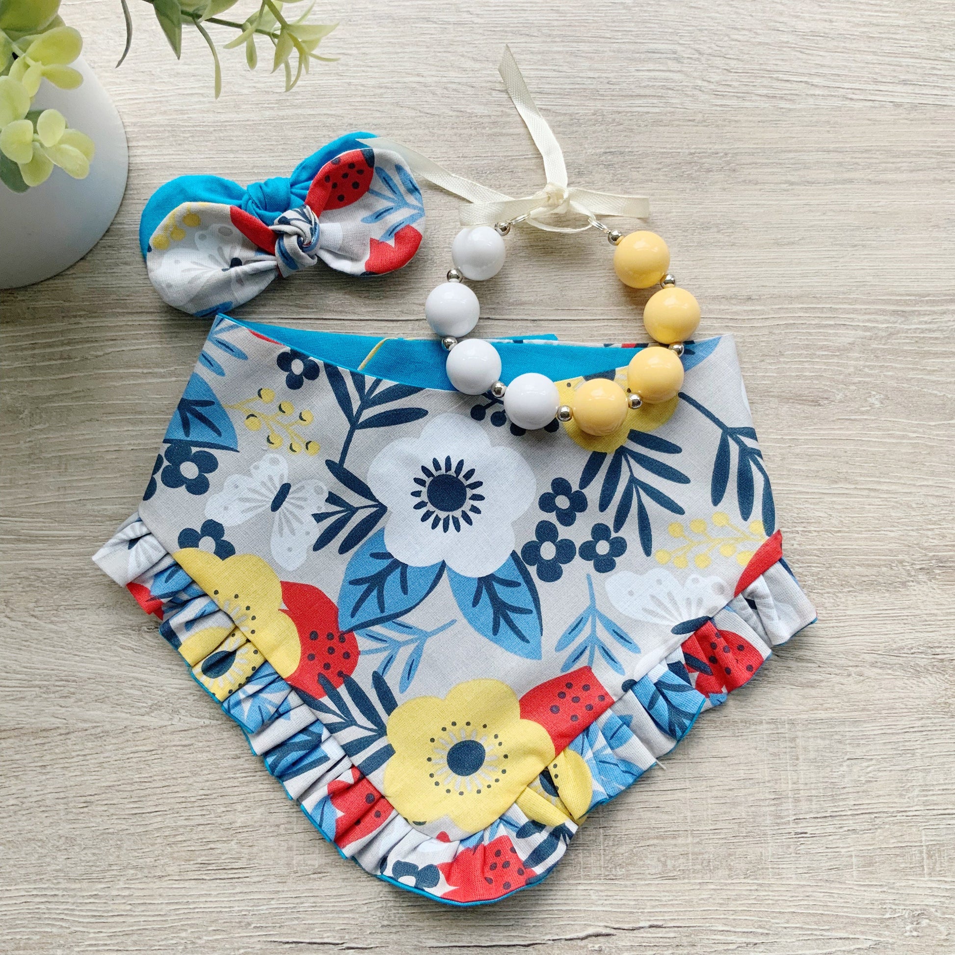 Yellow & Teal Floral Dog Bandana