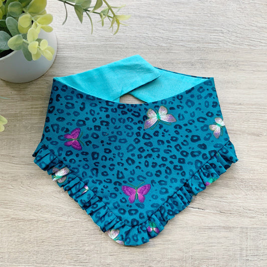 Butterfly Blue Spring Dog bandana with Ruffle