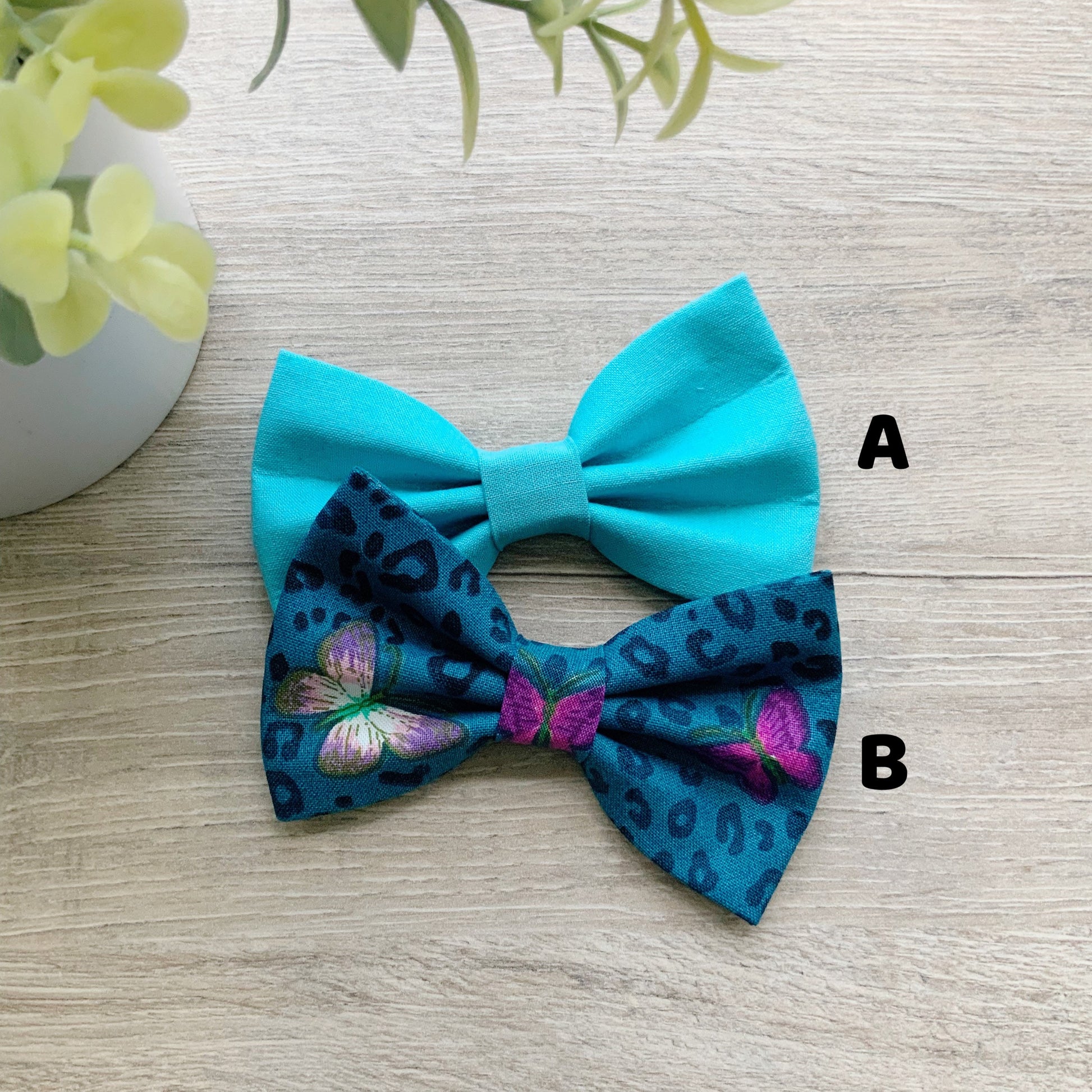 Butterfly Dog Bow Tie, Teal Pet Collar, Spring Dapper Accessory