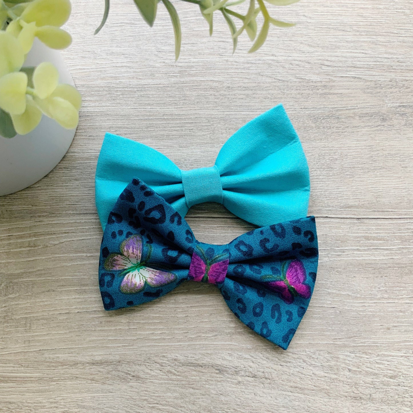Butterfly Dog Bow Tie, Teal Pet Collar, Spring Dapper Accessory