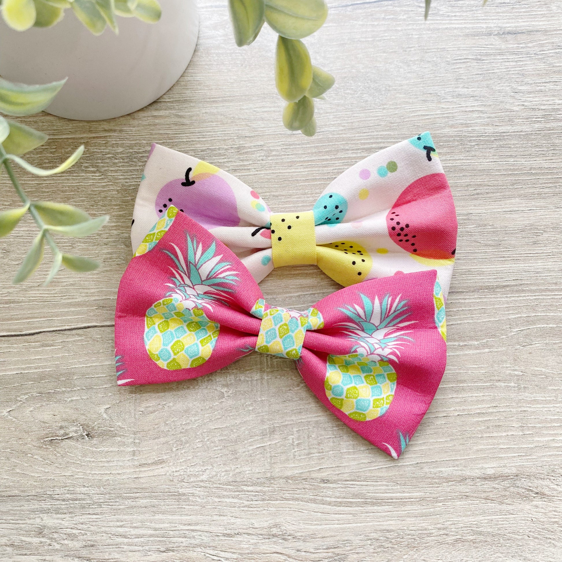 Fruits Dog Bowtie, Pineapple & Apple Pet Collar Bow