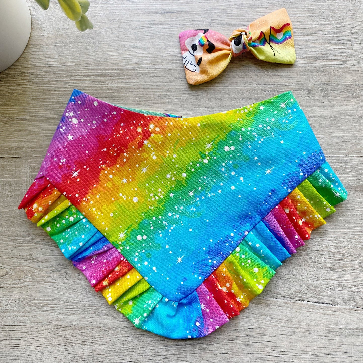 Pride Doggie Bandana with Ruffle, Matching Hair Bow