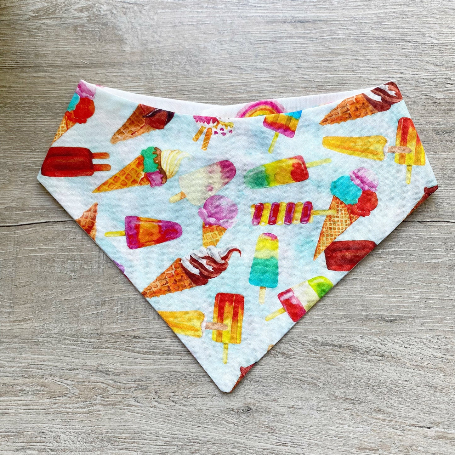 Ice Cream & Rainbow Dog Bandana, Matching Hair-Bow
