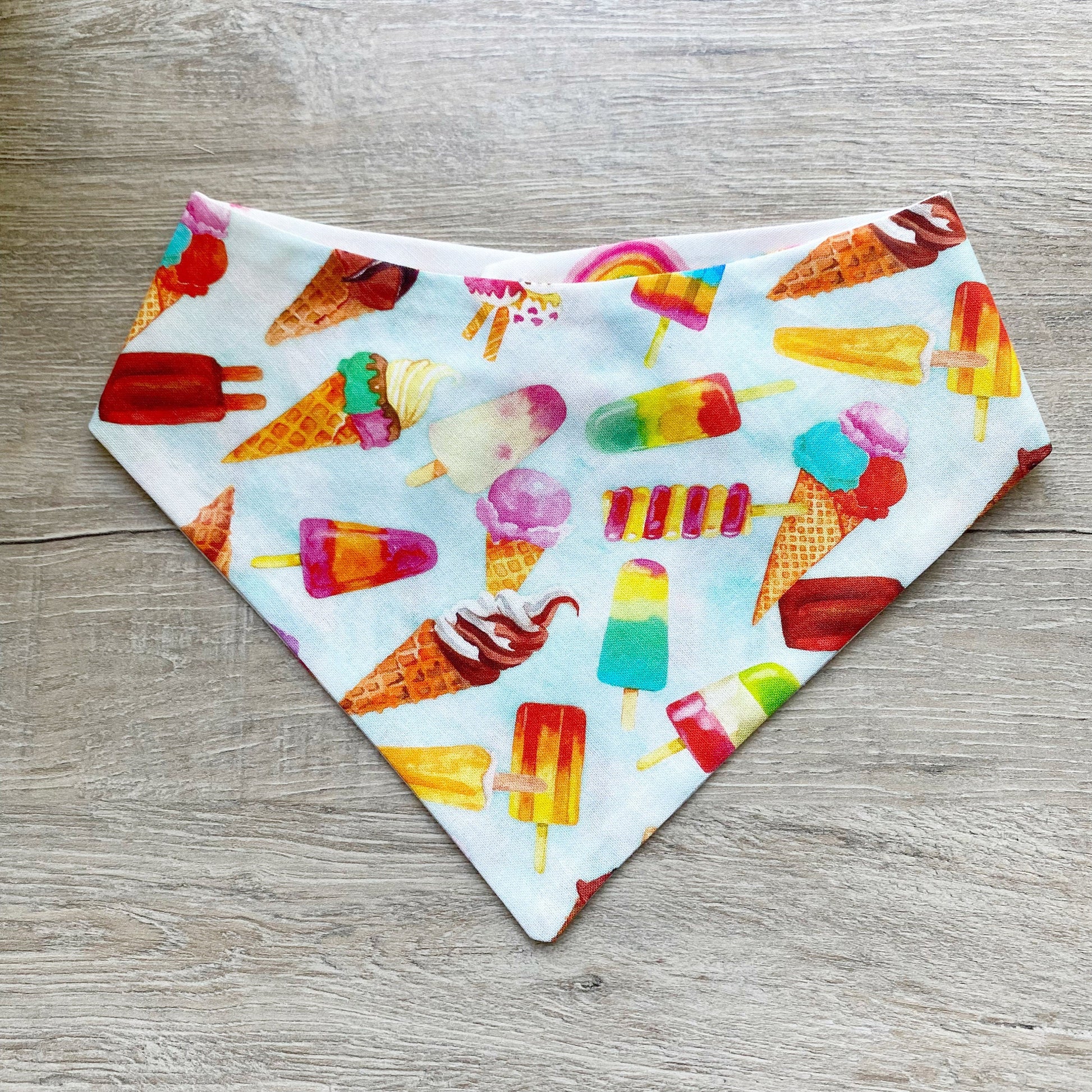 Ice Cream & Rainbow Dog Bandana, Matching Hair-Bow