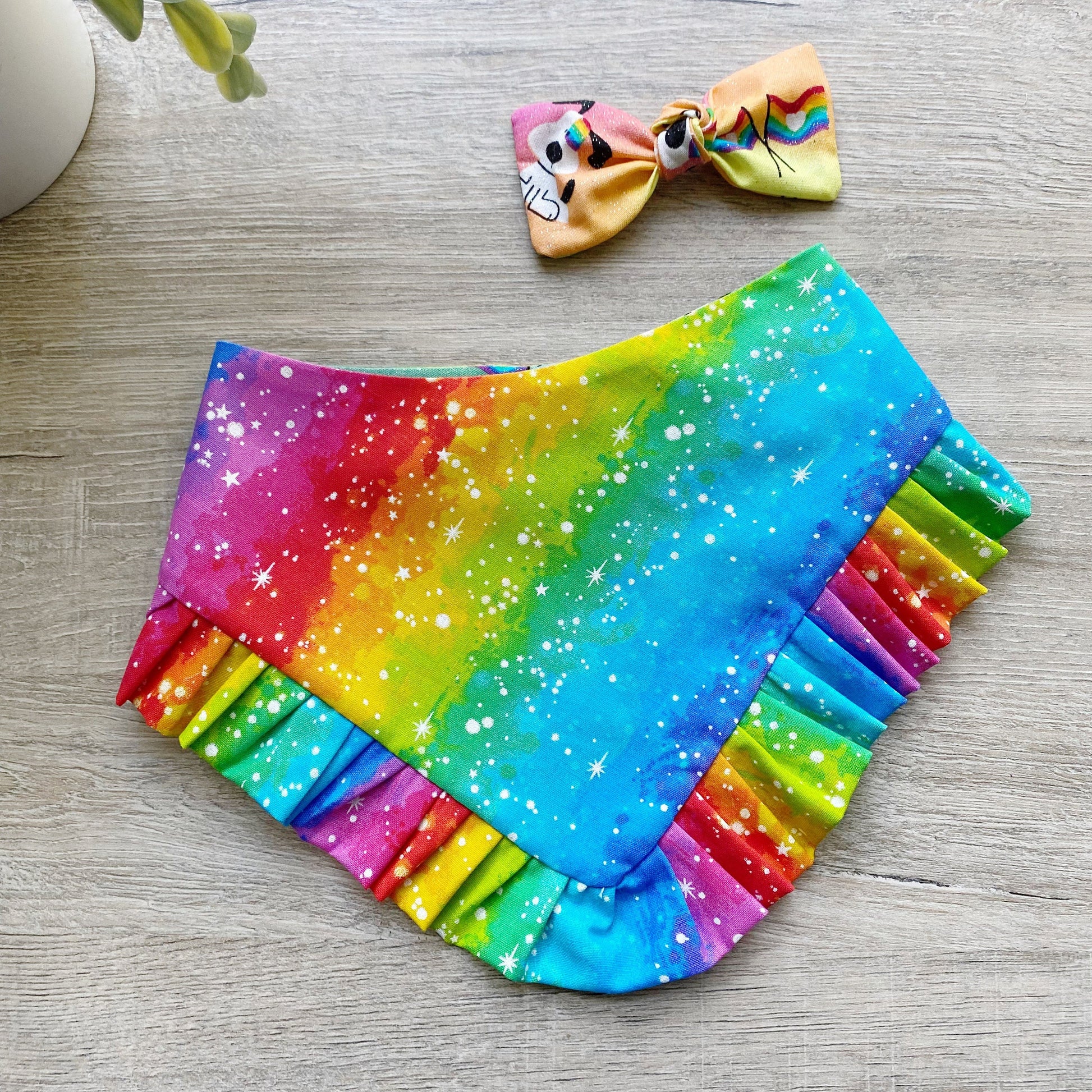 Pride Doggie Bandana with Ruffle, Matching Hair Bow