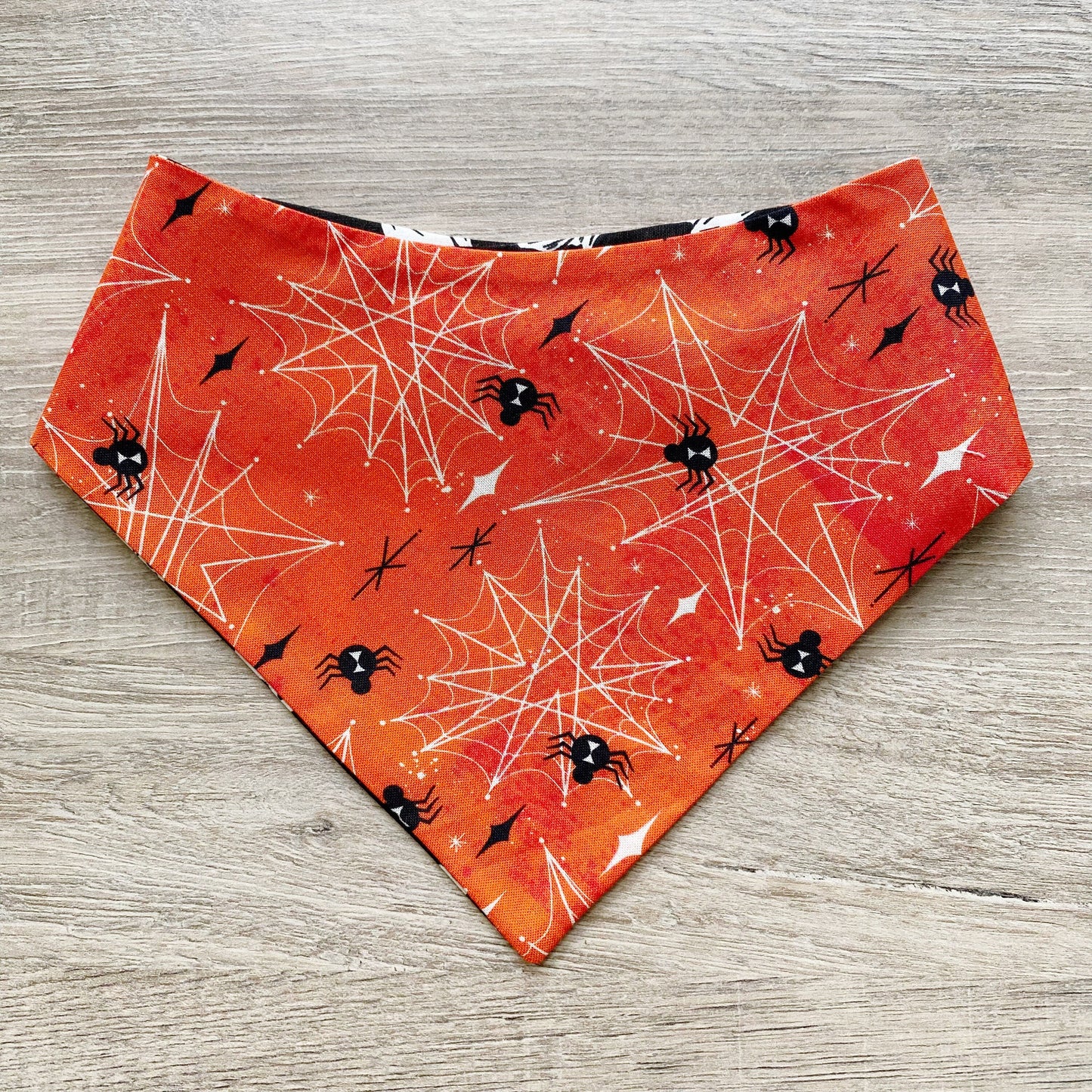 Halloween Dog Bandana, White Ghost, Snap-on, Matching Bow
