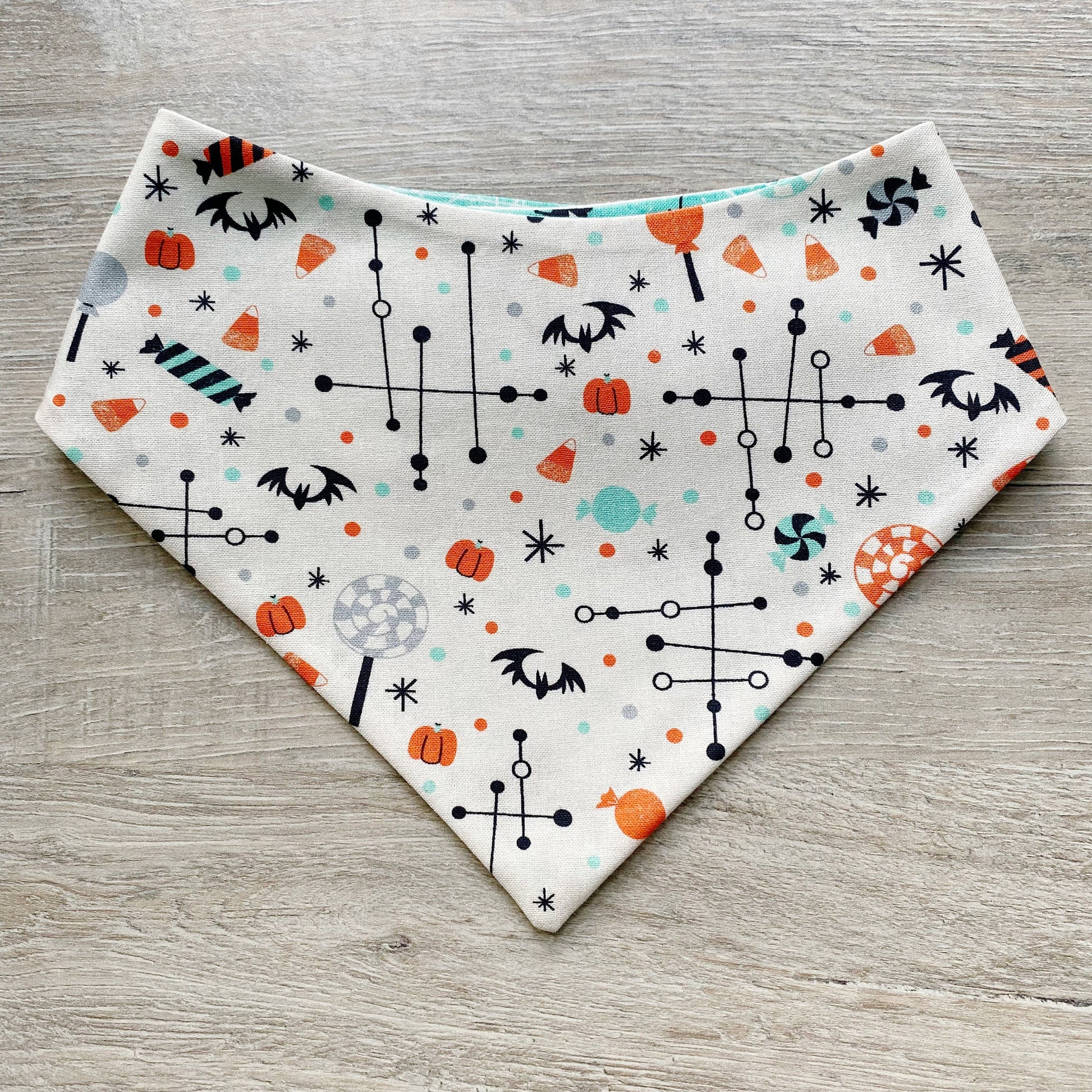 Halloween Dog Bandana, Spider Web, Snap-on, Matching Hair Bow