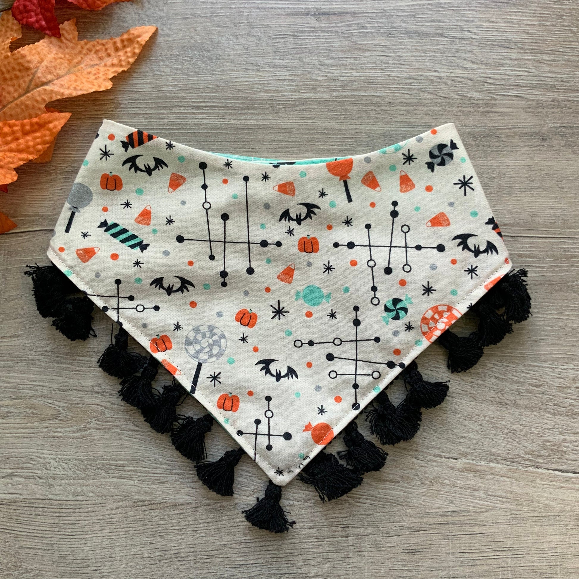Halloween Dog Bandana, Spider Web, Snap-on, Matching Hair Bow