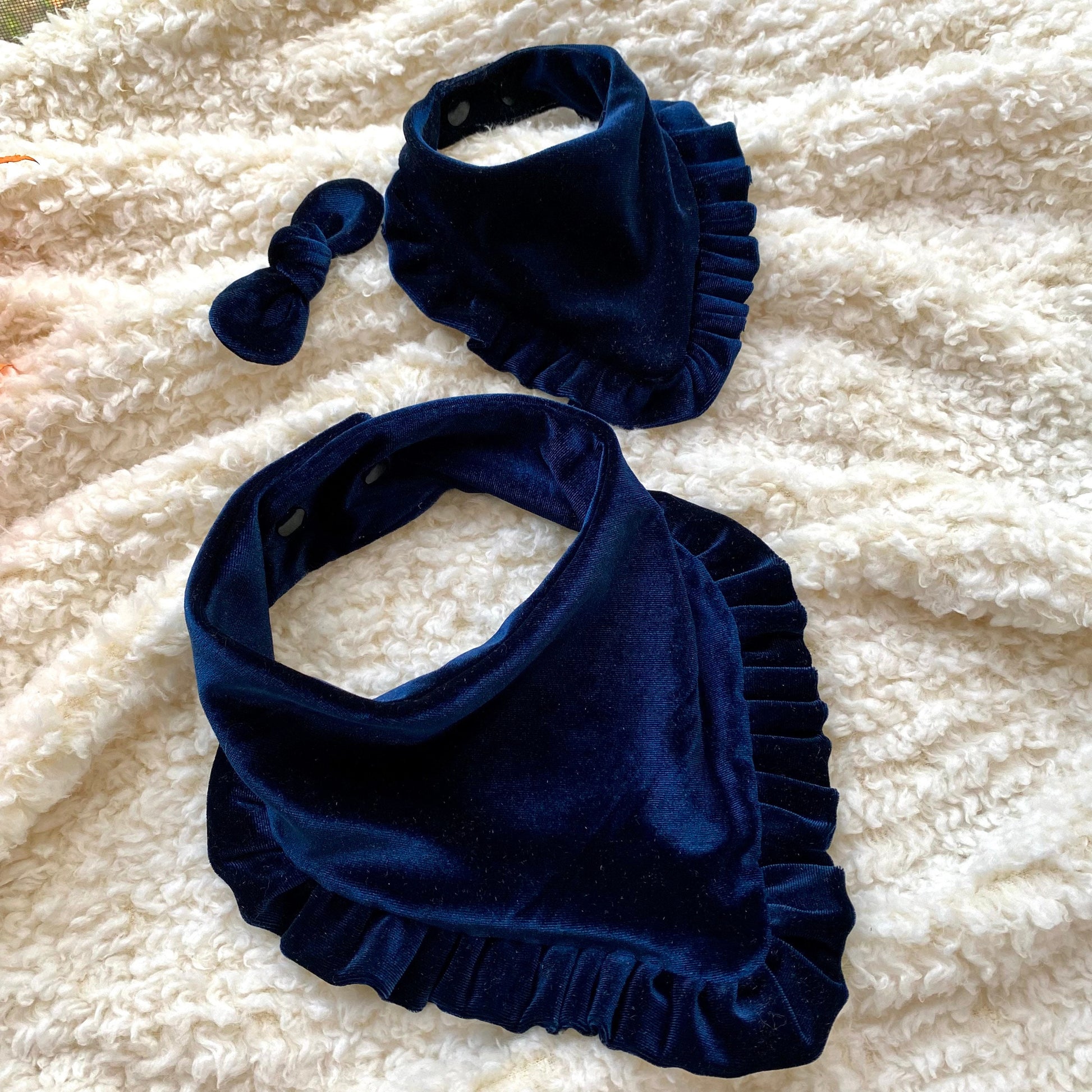 Navy Velvet with ruffles Dog bandana, Fancy bandana