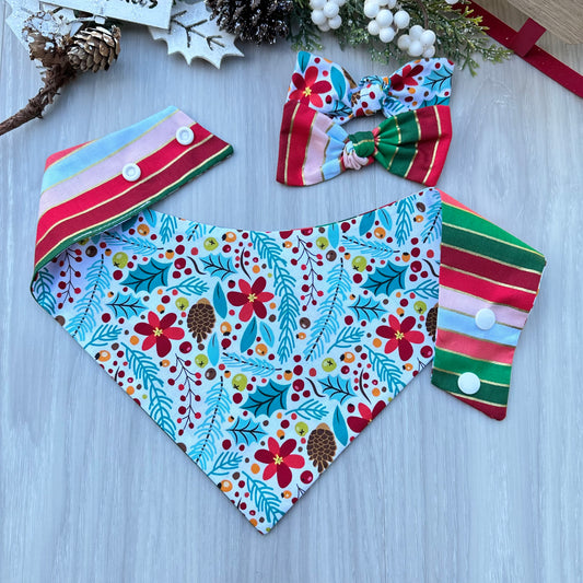Christmas dog Bandana, XMAS Floral