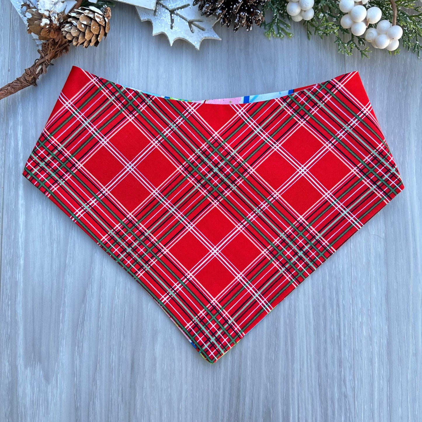 Christmas Dog Bandana, Santa Mail Reversible Scarf, Pet Hair-Bow