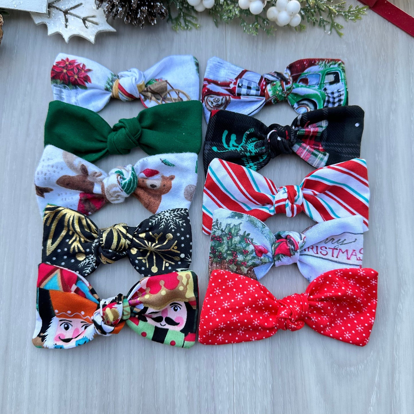 Christmas Dog Hair Bow, Holiday Cotton Clip, Dog Accessories