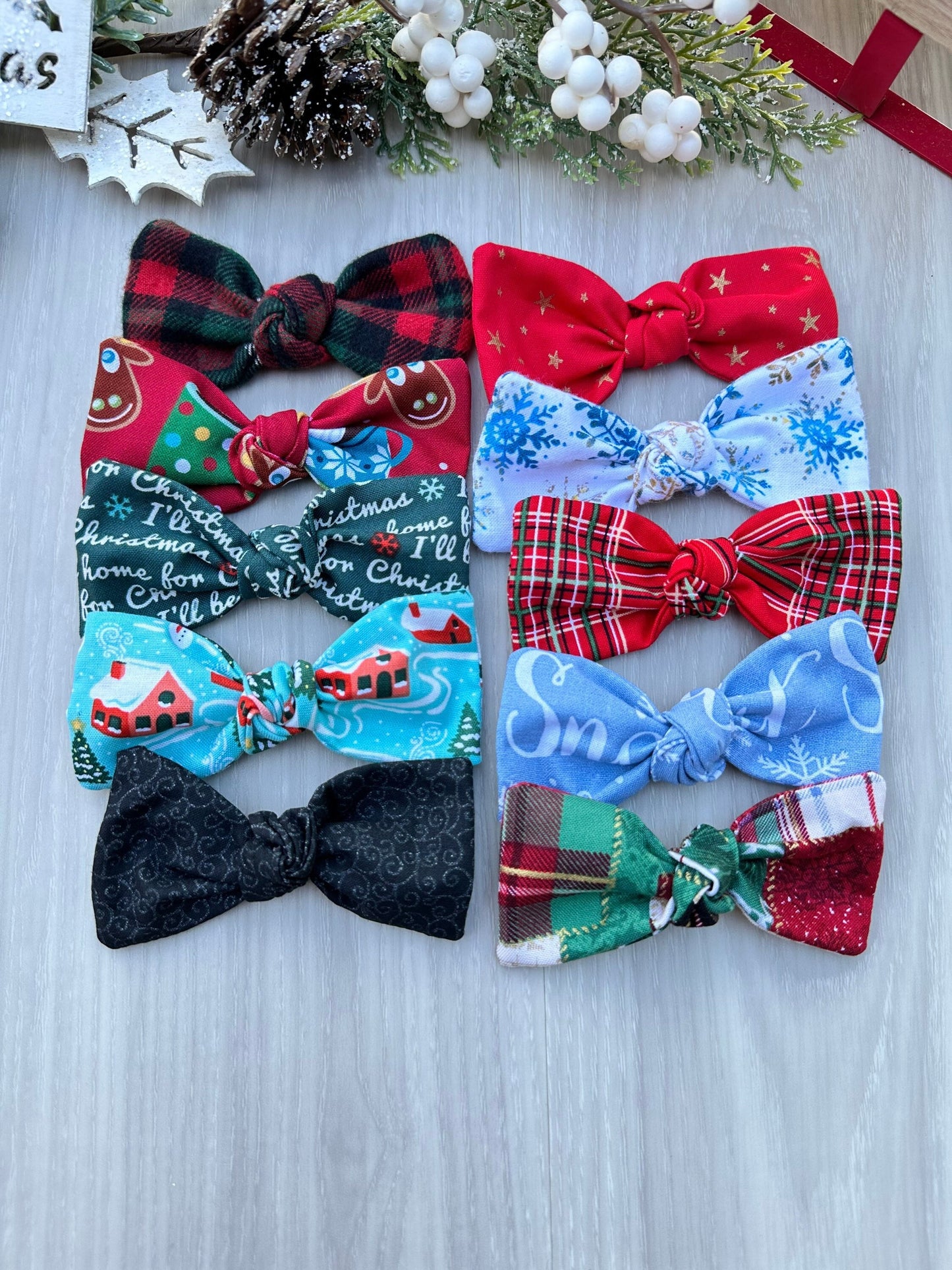 Christmas Dog Hair Bow, Holiday Hair Clip, Handmade Cotton