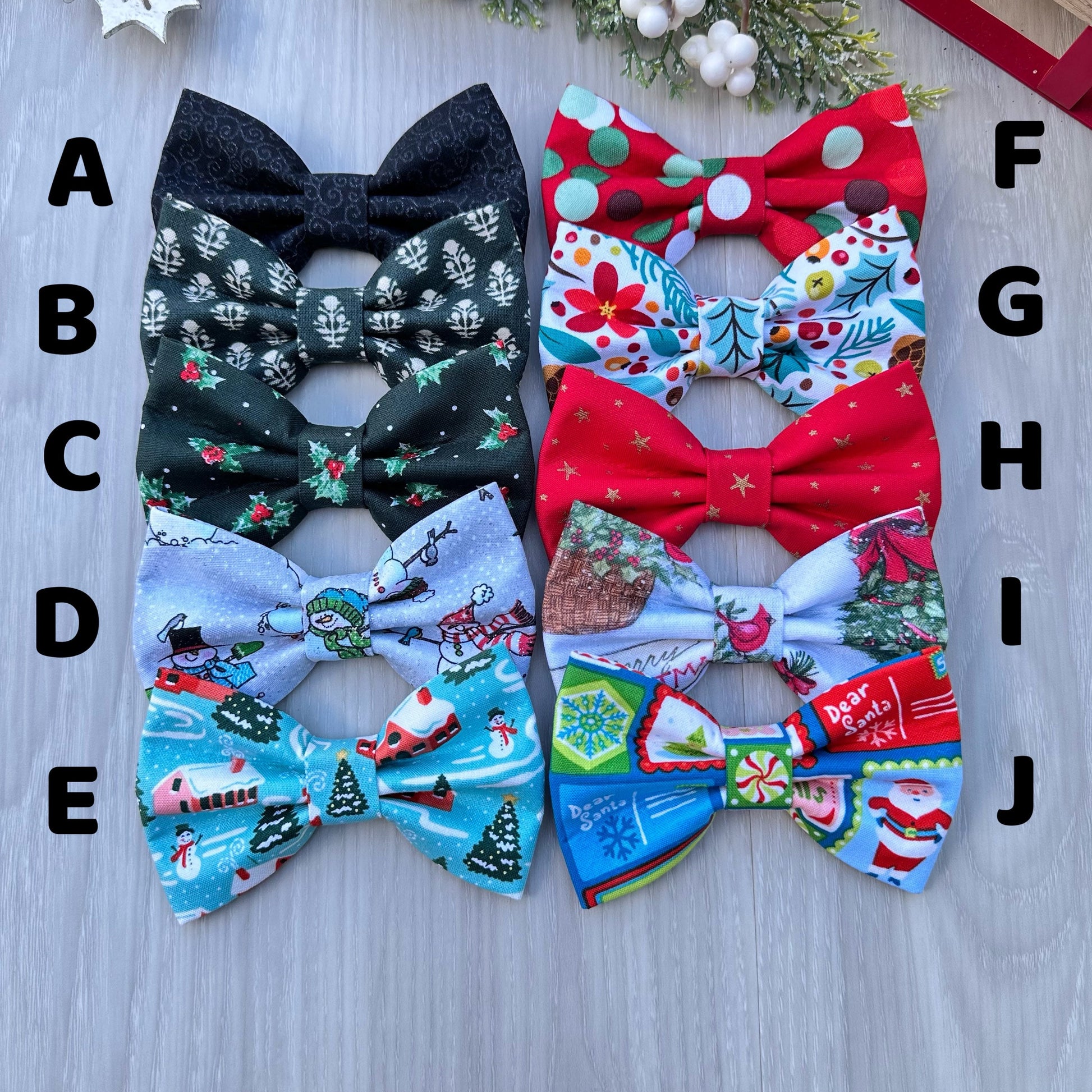 Christmas Dog Bowtie, Holiday Pet Collar Accessory, Handmade