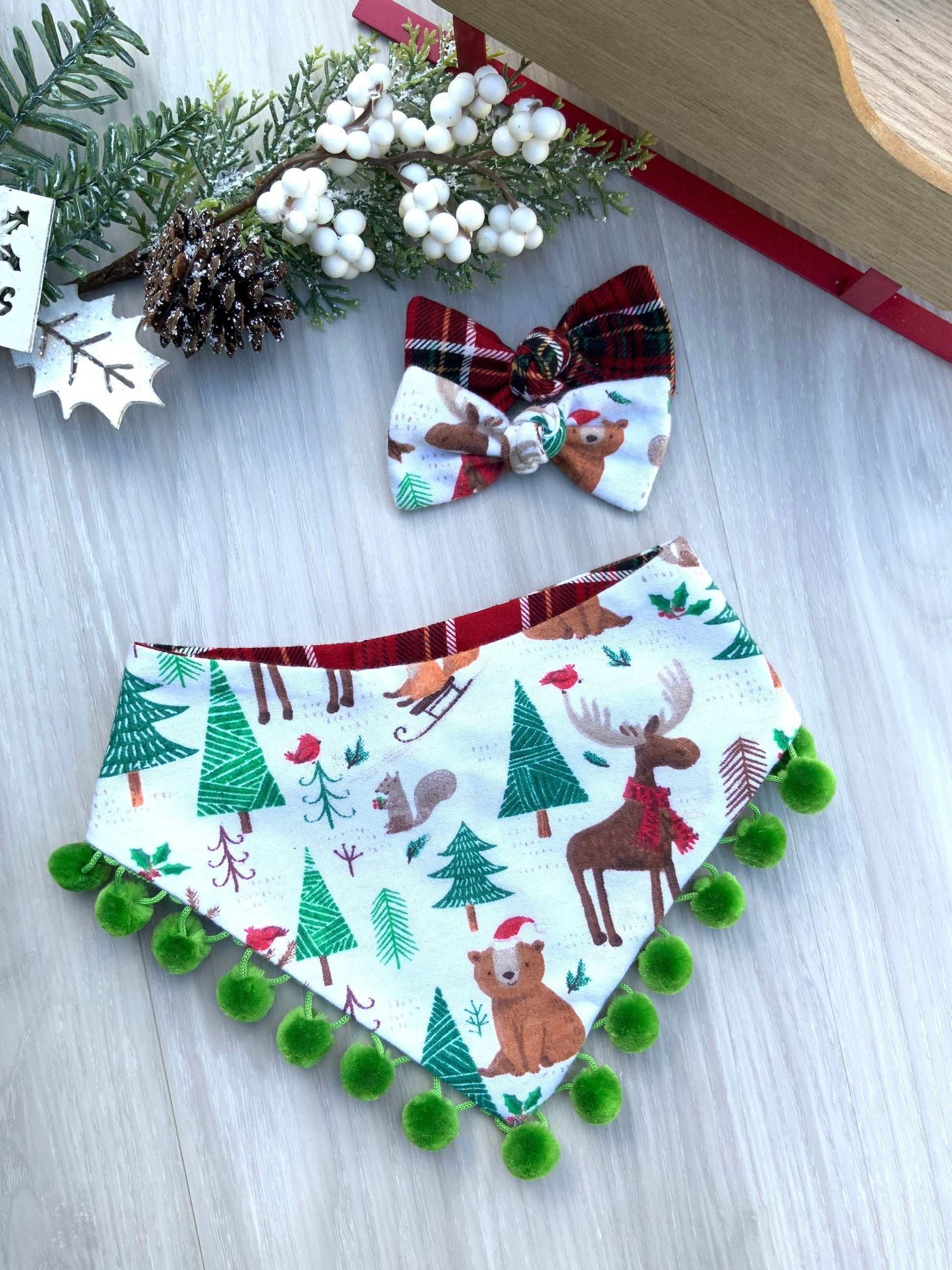 Christmas dog Bandana Forest