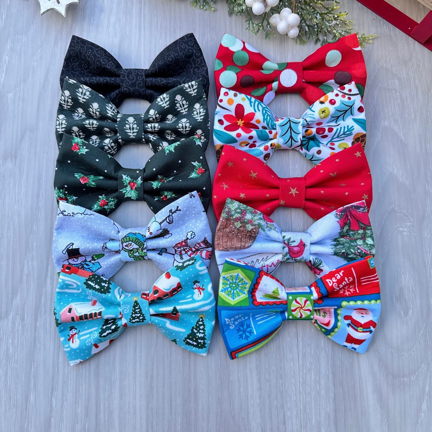 Christmas Dog Bowtie, Holiday Pet Collar Accessory, Handmade