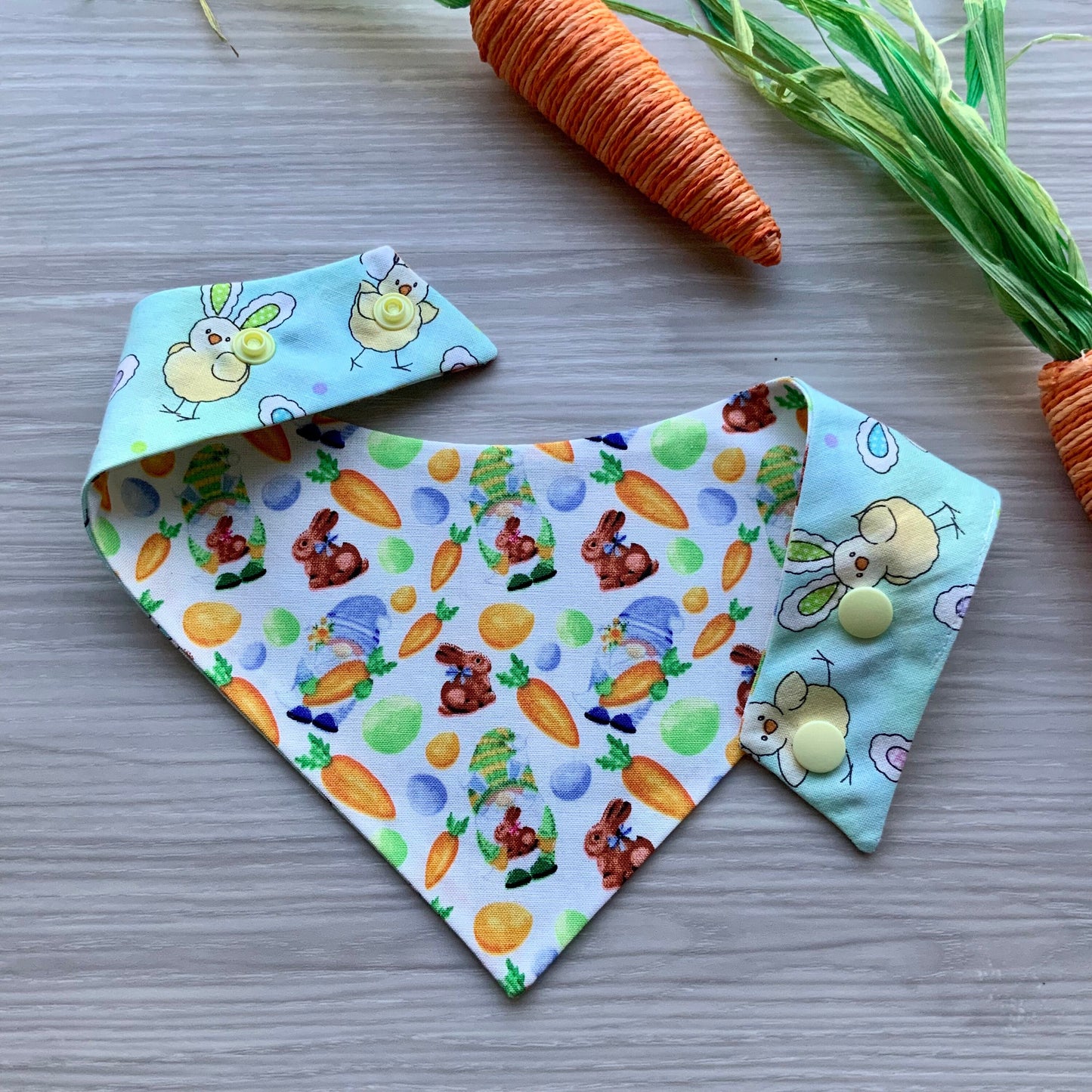Easter Dog Bandana, Reversible Snap Scarf, Matching Hair Bow