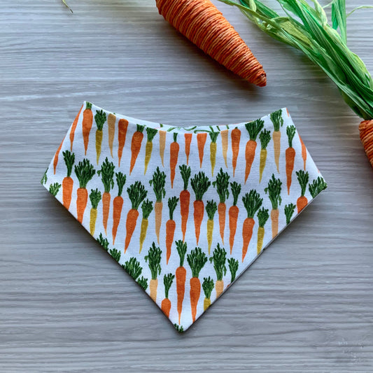 Carrot Easter Dog Bandana, Reversible Snap Scarf with Hair Bow