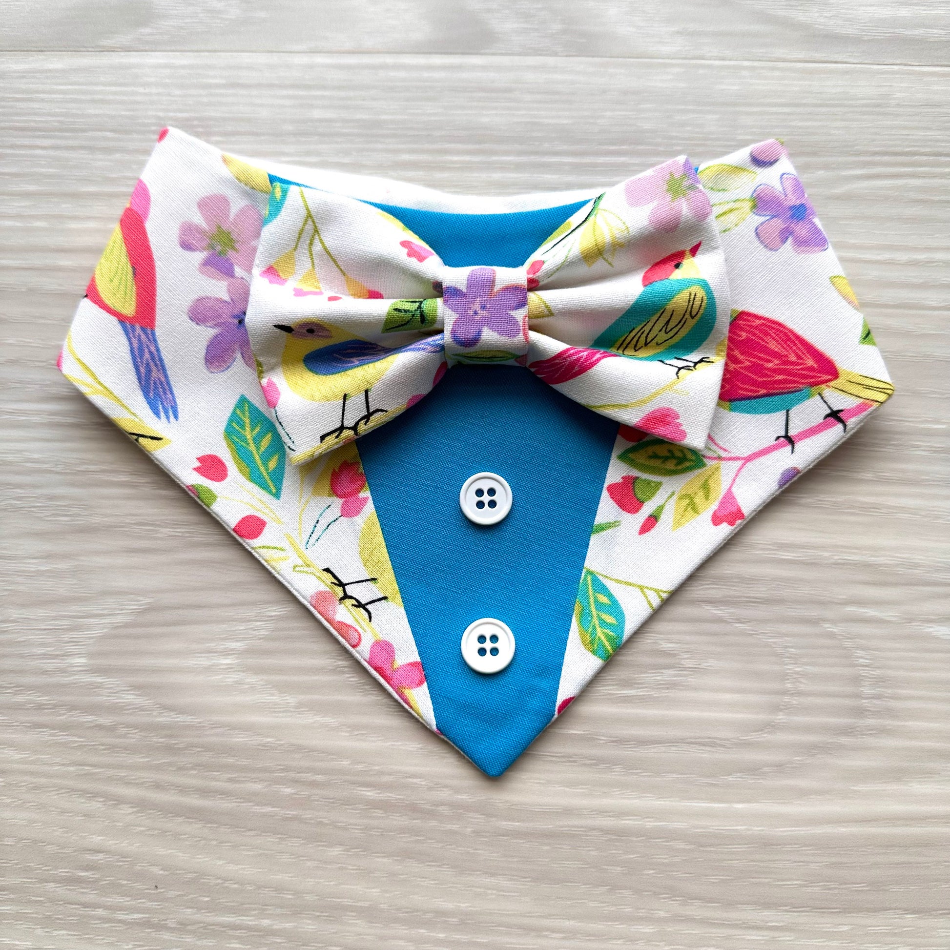 Floral and Birds Dog Tuxedo Bandana