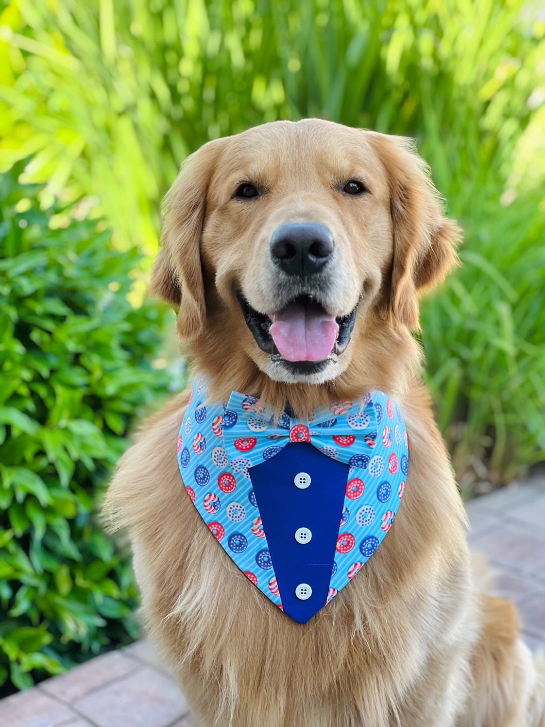 Tuxedo Dog Bandana, Patriot Pet Scarf with Snaps