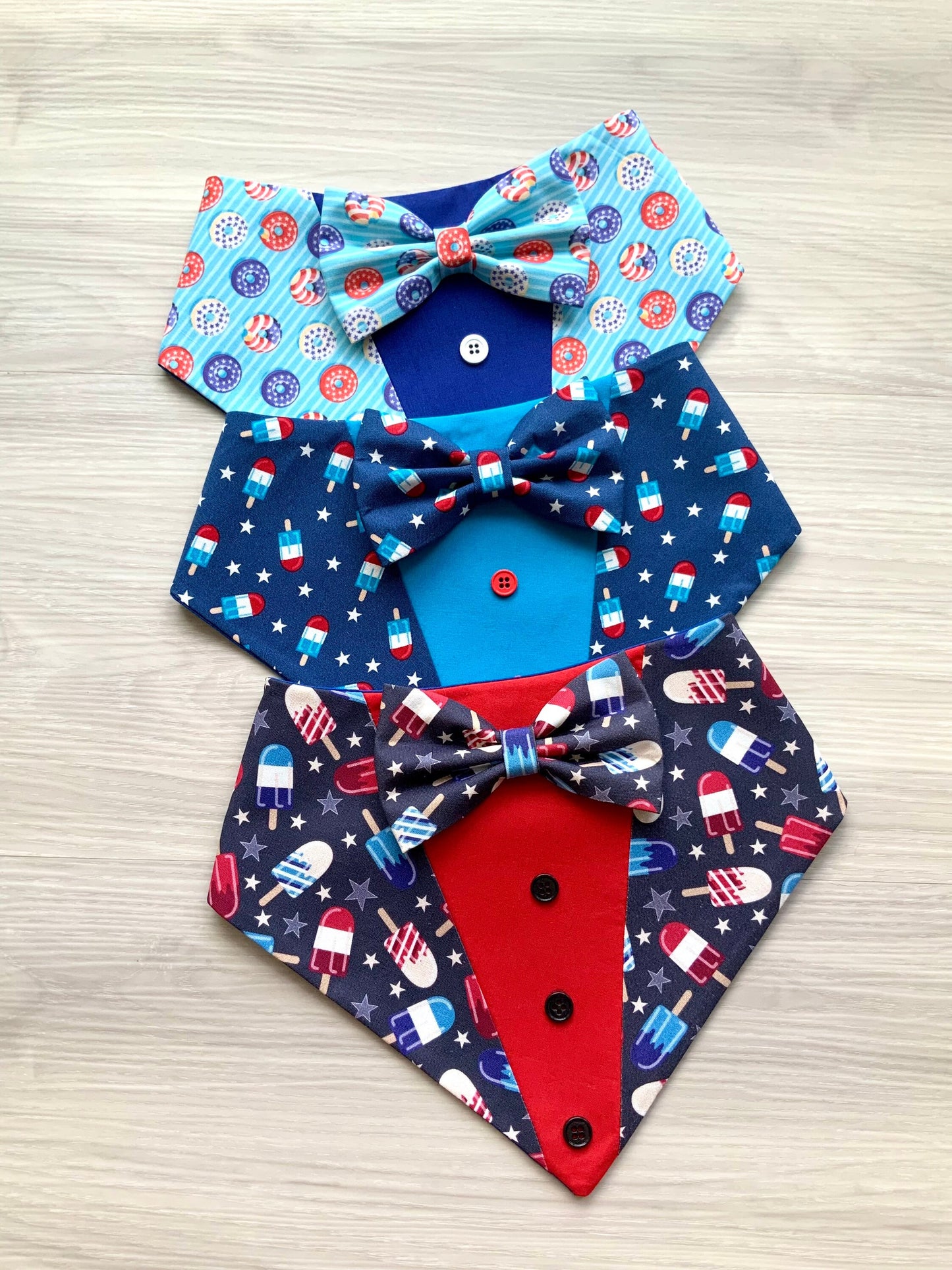 Tuxedo Dog Bandana, Patriot Pet Scarf with Snaps