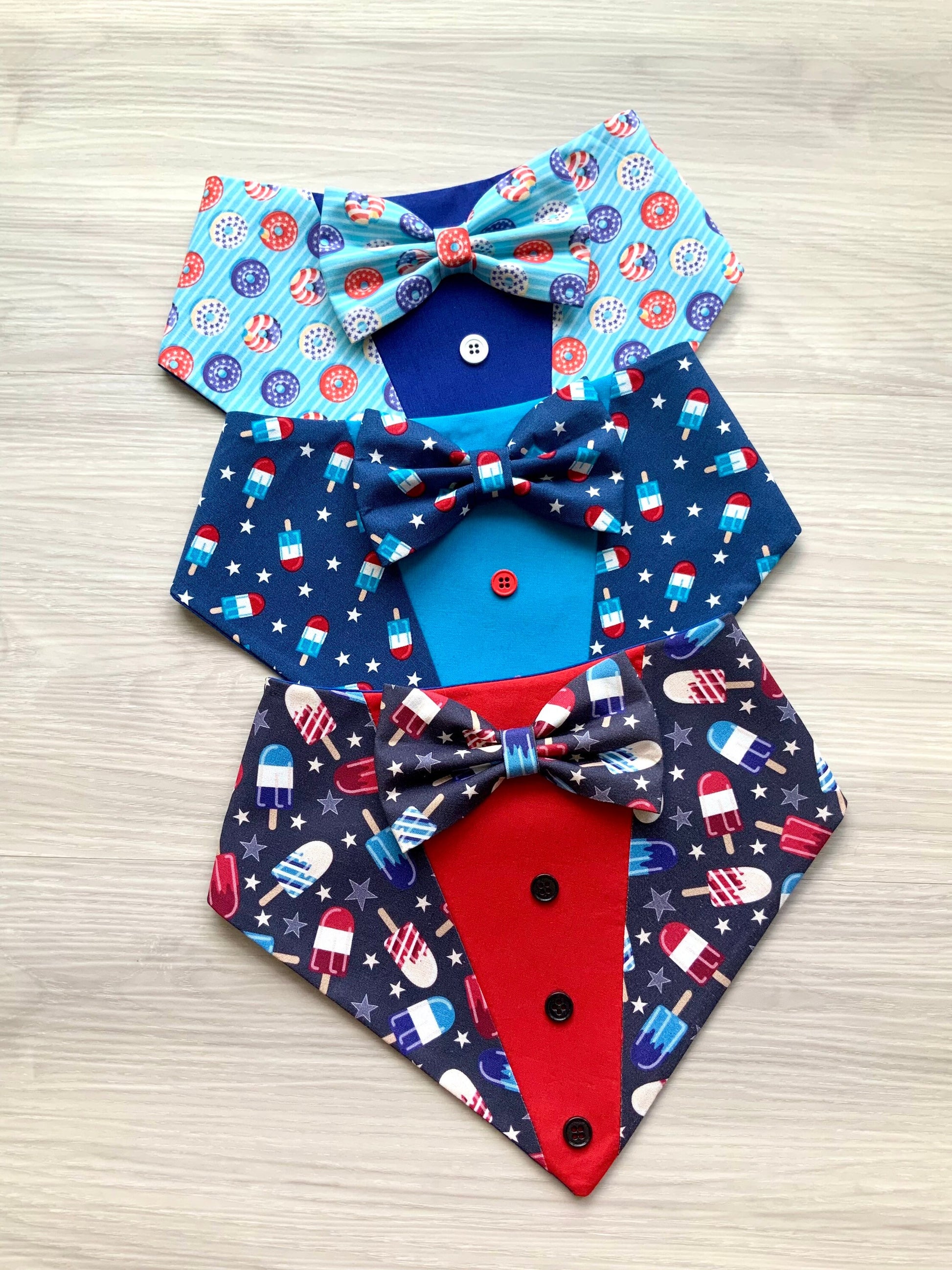 Tuxedo Dog Bandana, Patriot Pet Scarf with Snaps