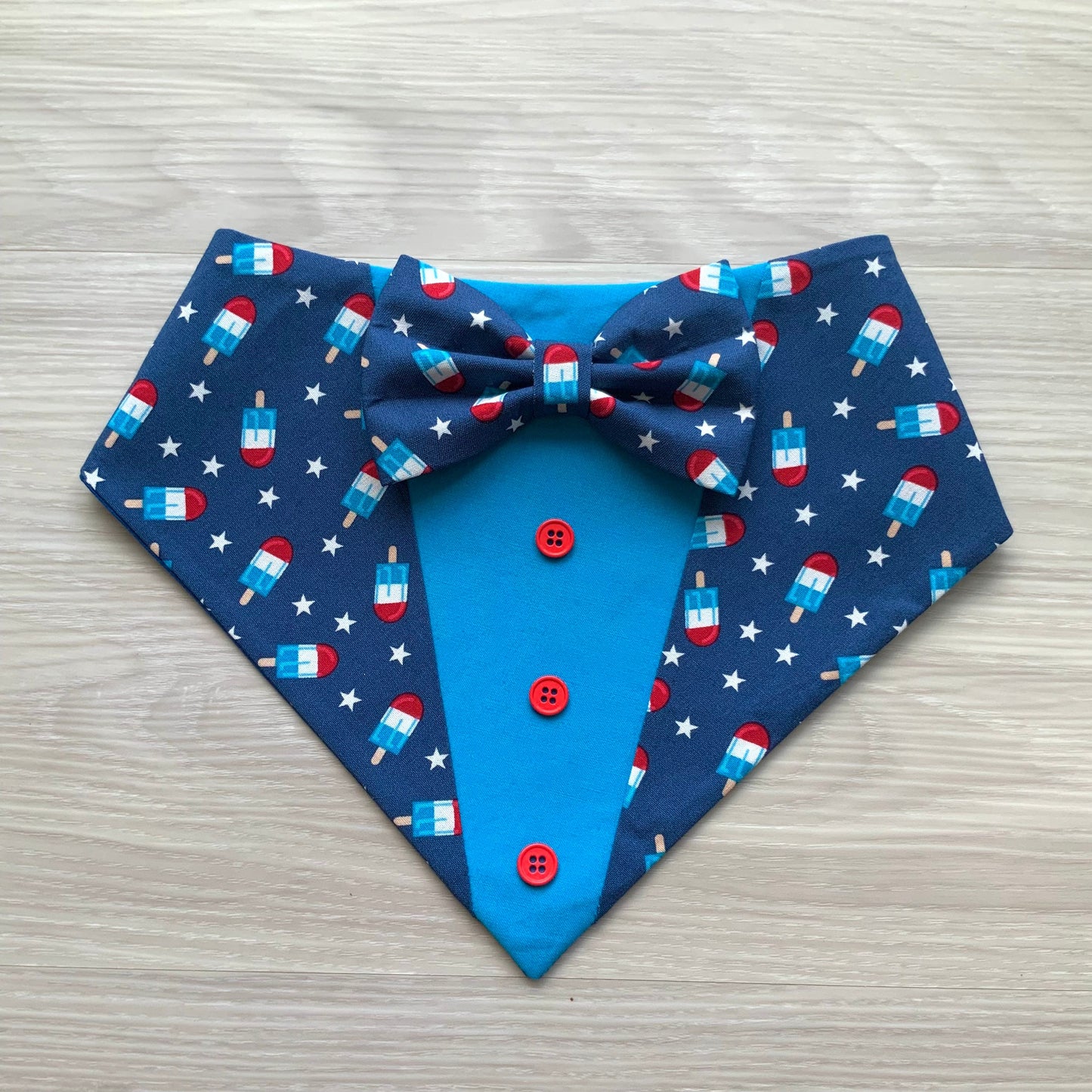 Tuxedo Dog Bandana, Patriot Pet Scarf with Snaps