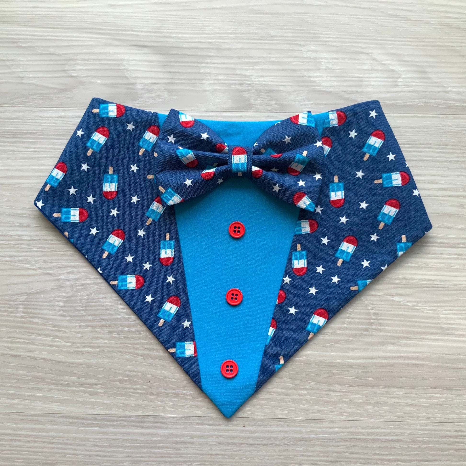 Tuxedo Dog Bandana, Patriot Pet Scarf with Snaps