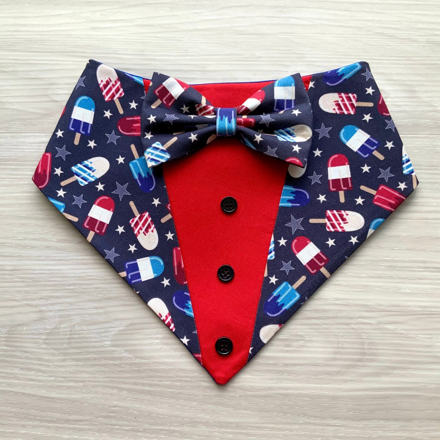 Tuxedo Dog Bandana, Patriot Pet Scarf with Snaps