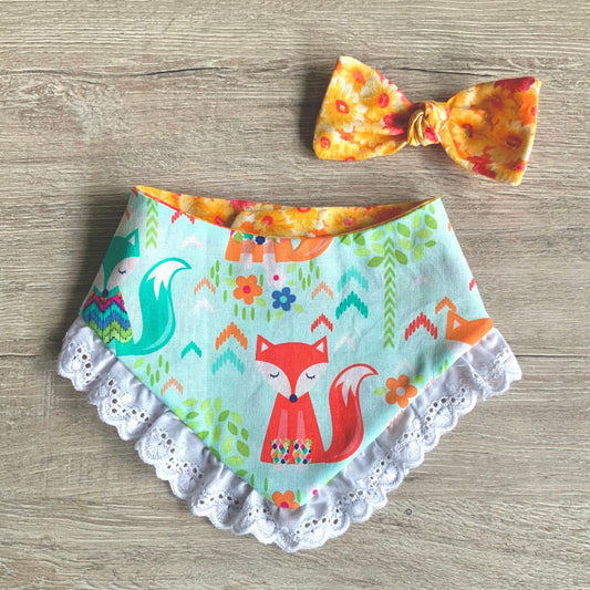 Fruit Dog bandana with ruffle, strawberry and cherry