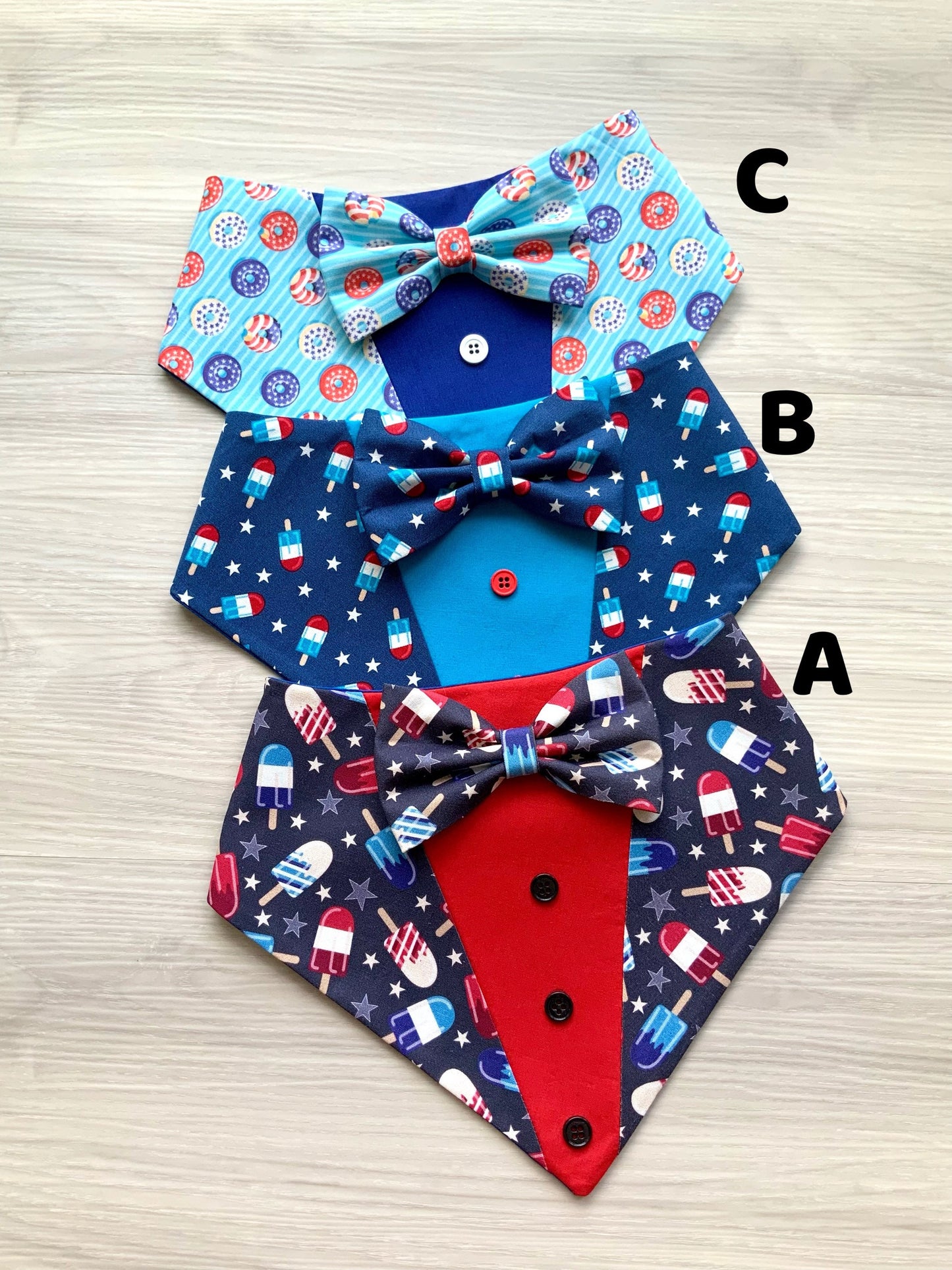 Tuxedo Dog Bandana, Patriot Pet Scarf with Snaps