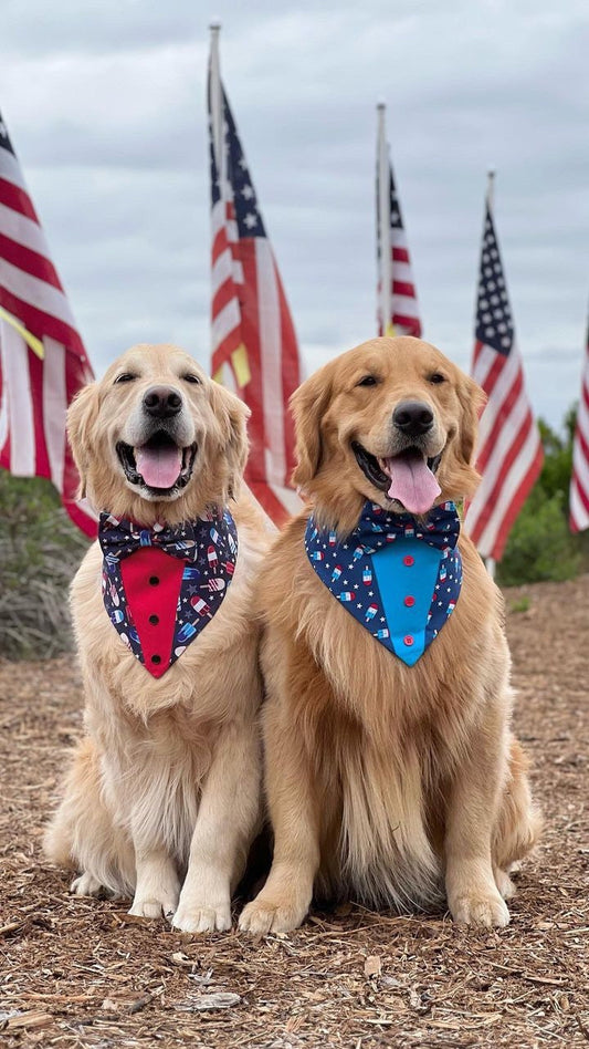 Tuxedo Dog Bandana, Patriot Pet Scarf with Snaps