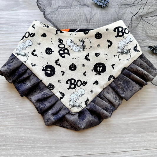 Spooky Candy with Ruffles Halloween Dog Bandana
