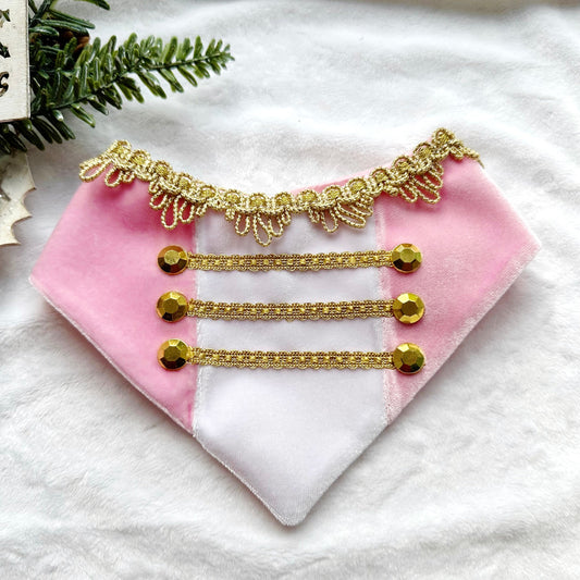Pink Nutcracker Dog Bandana, Velvet Christmas dog bandana