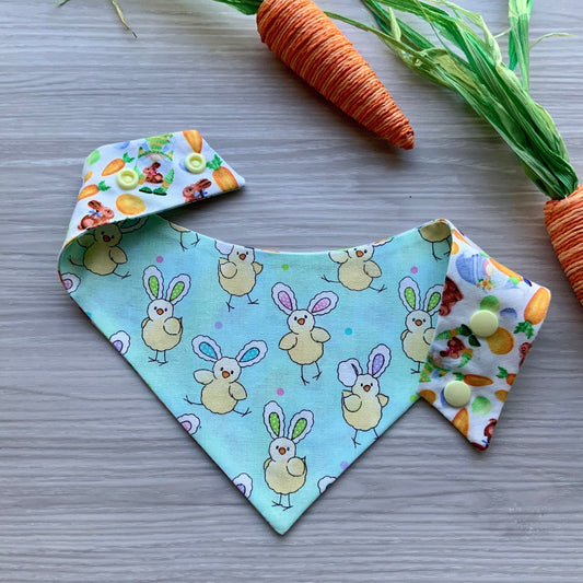 Easter Dog Bandana, Reversible Snap Scarf, Matching Hair Bow