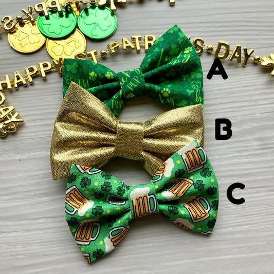 St. Patrick's Day Dog Bowtie, Clover Pet Accessories