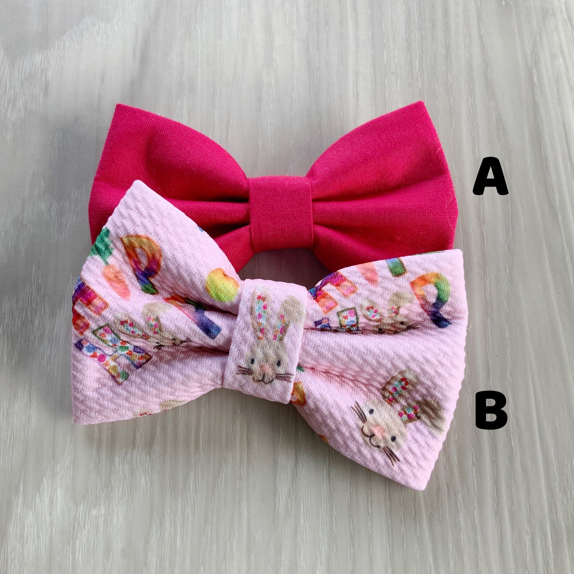 Easter Dog Bow Tie, Bunny or Solid Pink, Pet Collar Accessory