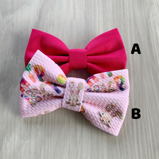 Easter Dog Bow Tie, Bunny or Solid Pink, Pet Collar Accessory