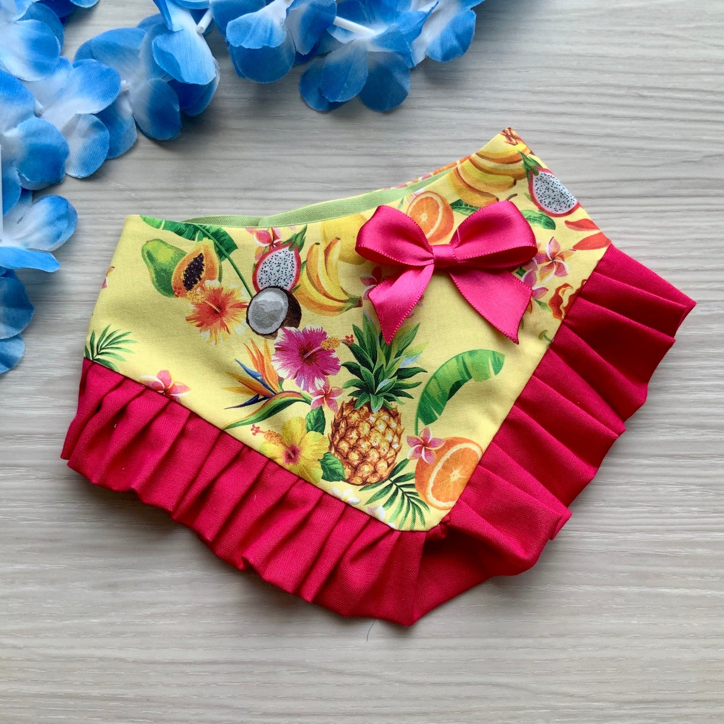 Tropicana Hawaiian, Dog Bandana with Ruffle, Tropical dog accessories