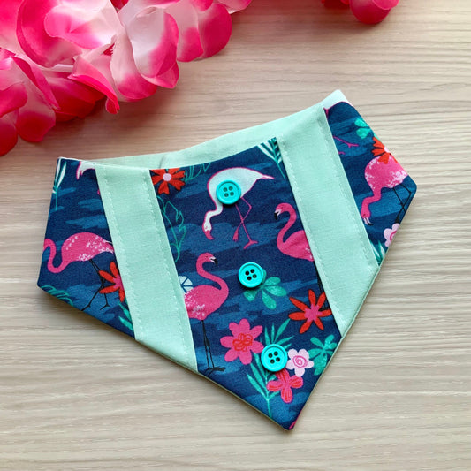 Tropical Leaf and Flamingo Dog Bandana, accessories for pets, gift for puppies, Hawaiian pet scarf