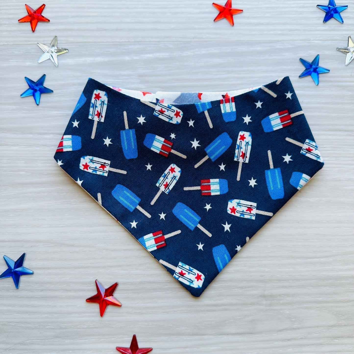 4th of July Dog Bandana, popsicles dog bandana, Summer, Memorial Day, reversible bandana