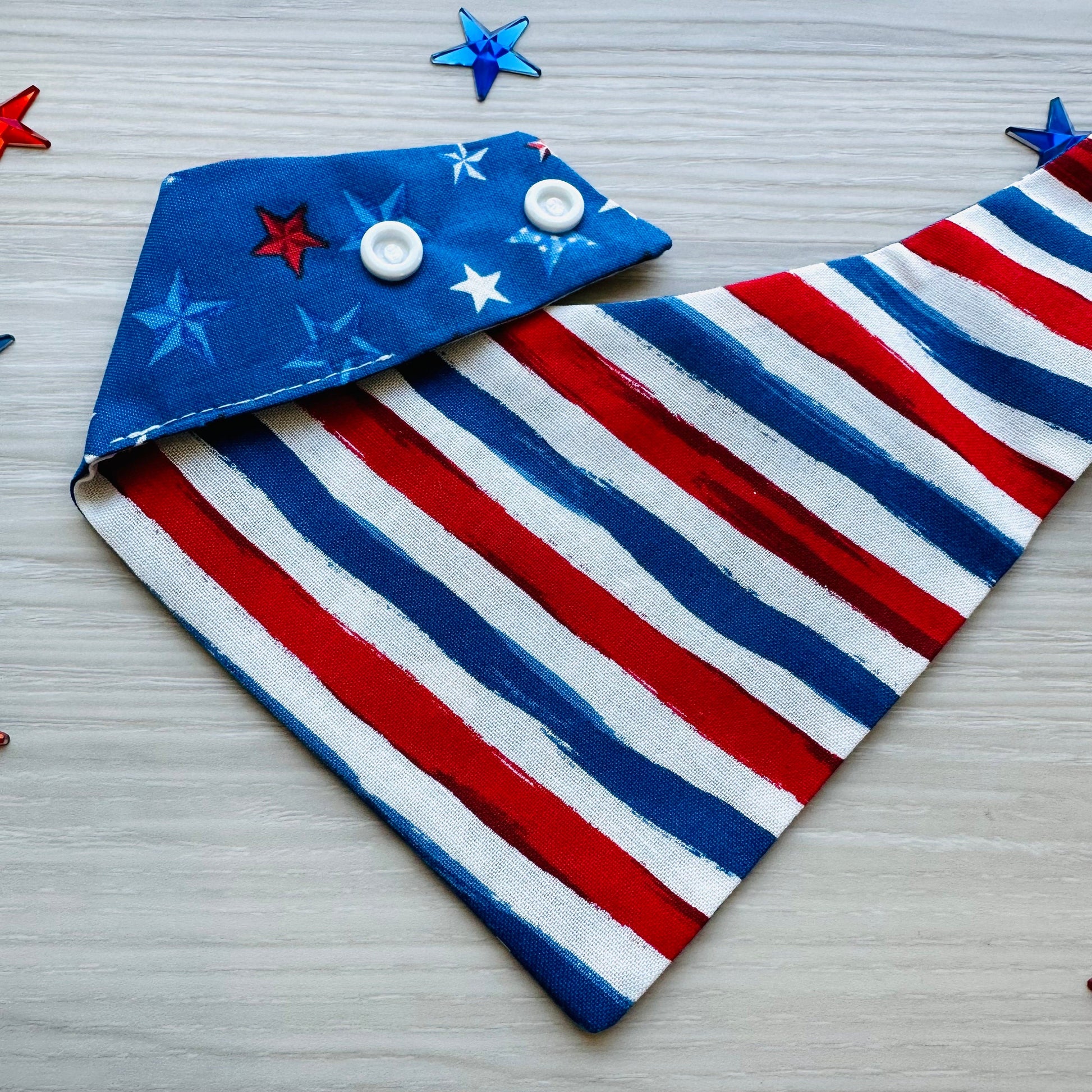 4th of July Dog Bandana, red white and blue dog bandana, Summer, Memorial Day, reversible bandana