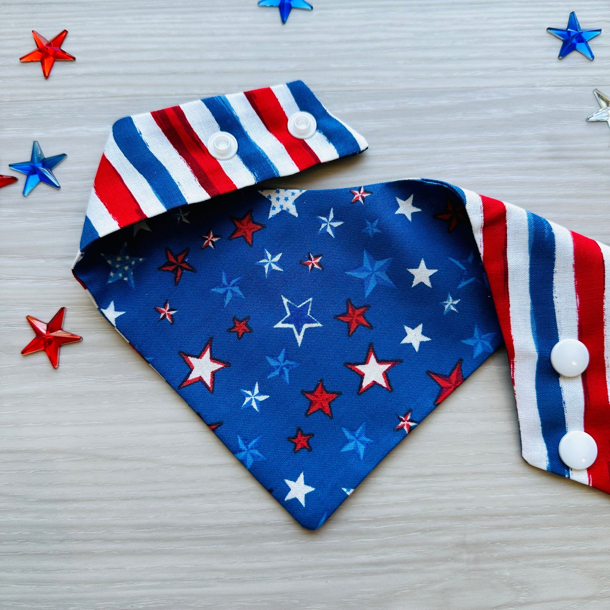 4th of July Dog Bandana, red white and blue dog bandana, Summer, Memorial Day, reversible bandana